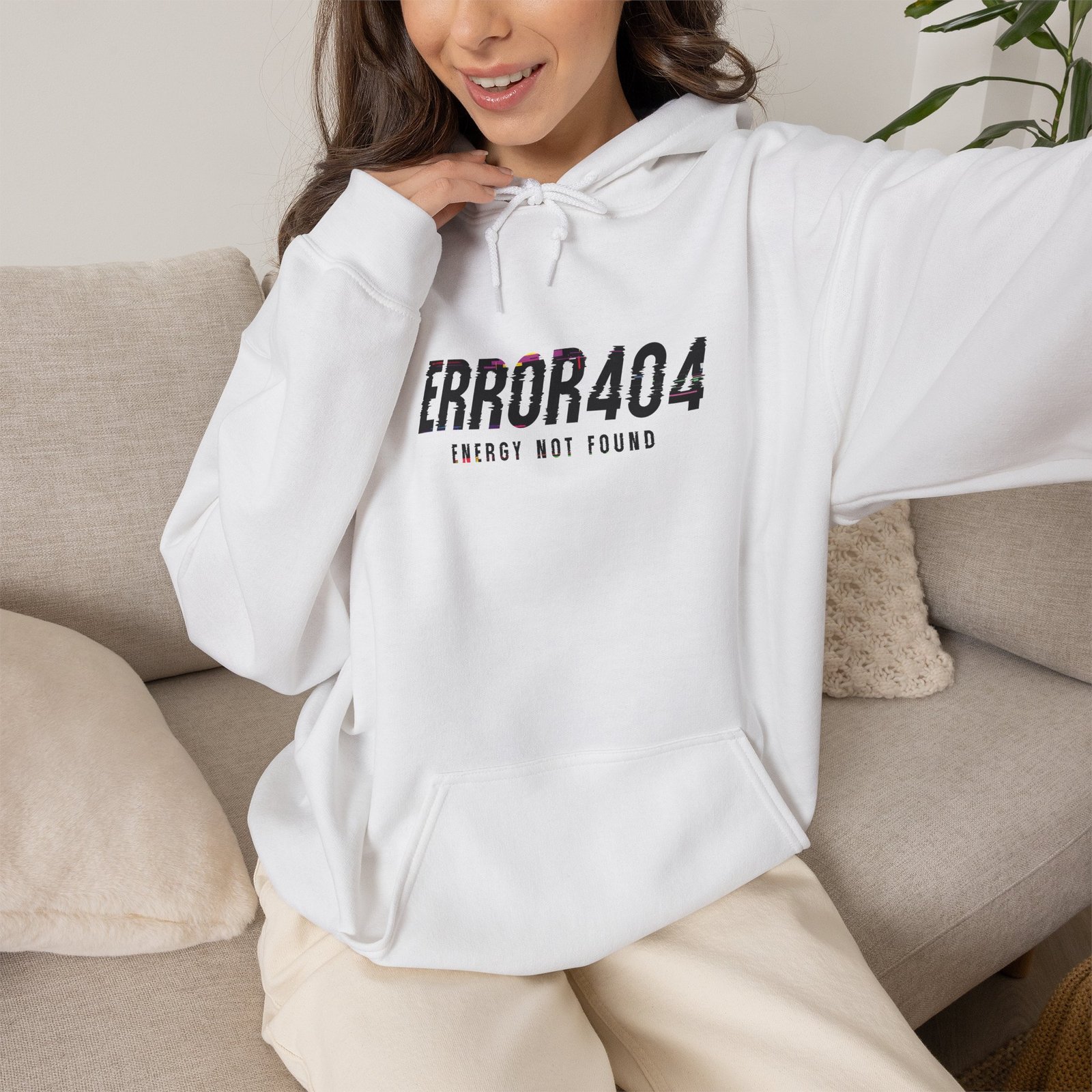 Error 404 Hoodie — 'Energy Not Found' Minimal Tech Graphic Hooded Sweatshirt - Image 5
