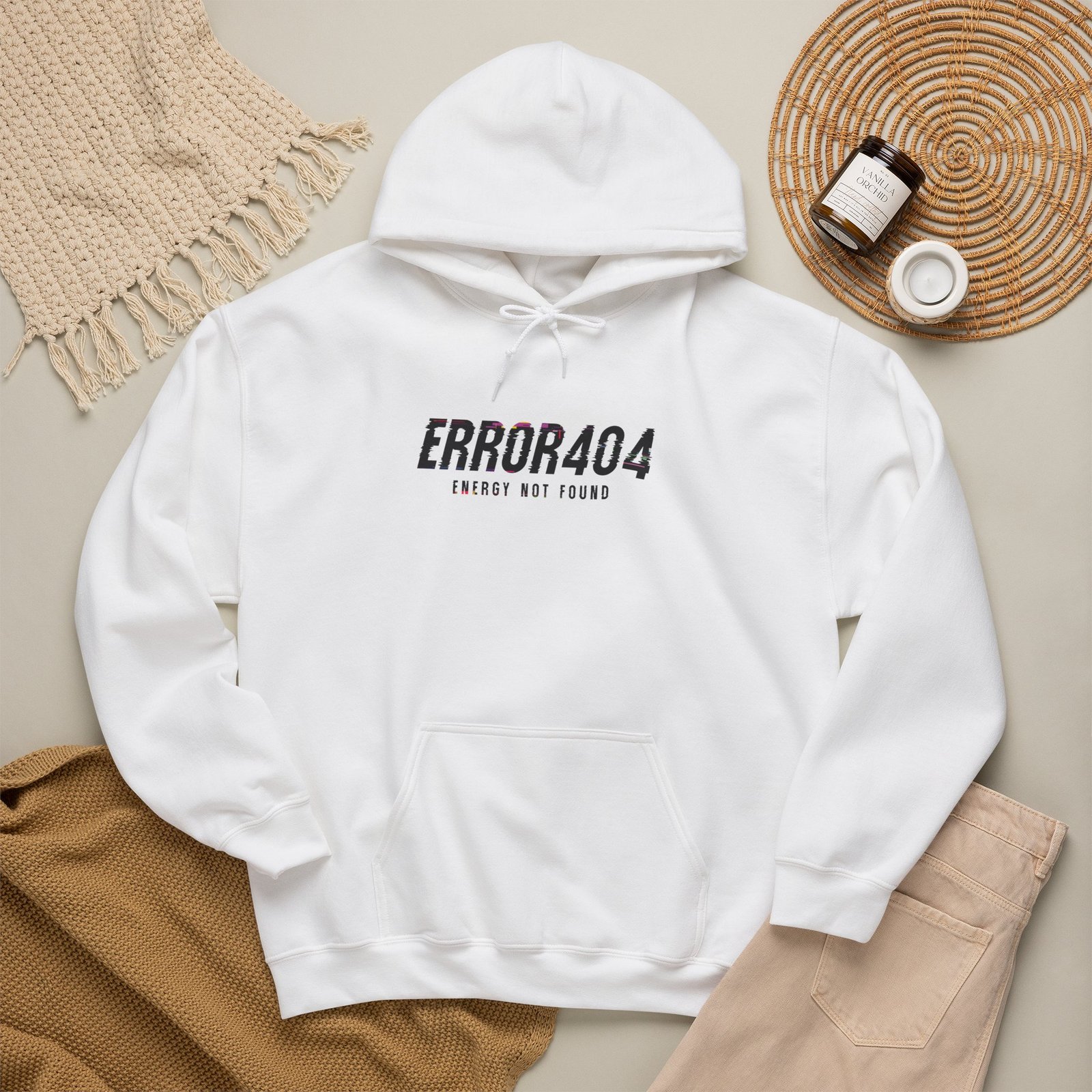 Error 404 Hoodie — 'Energy Not Found' Minimal Tech Graphic Hooded Sweatshirt - Image 3