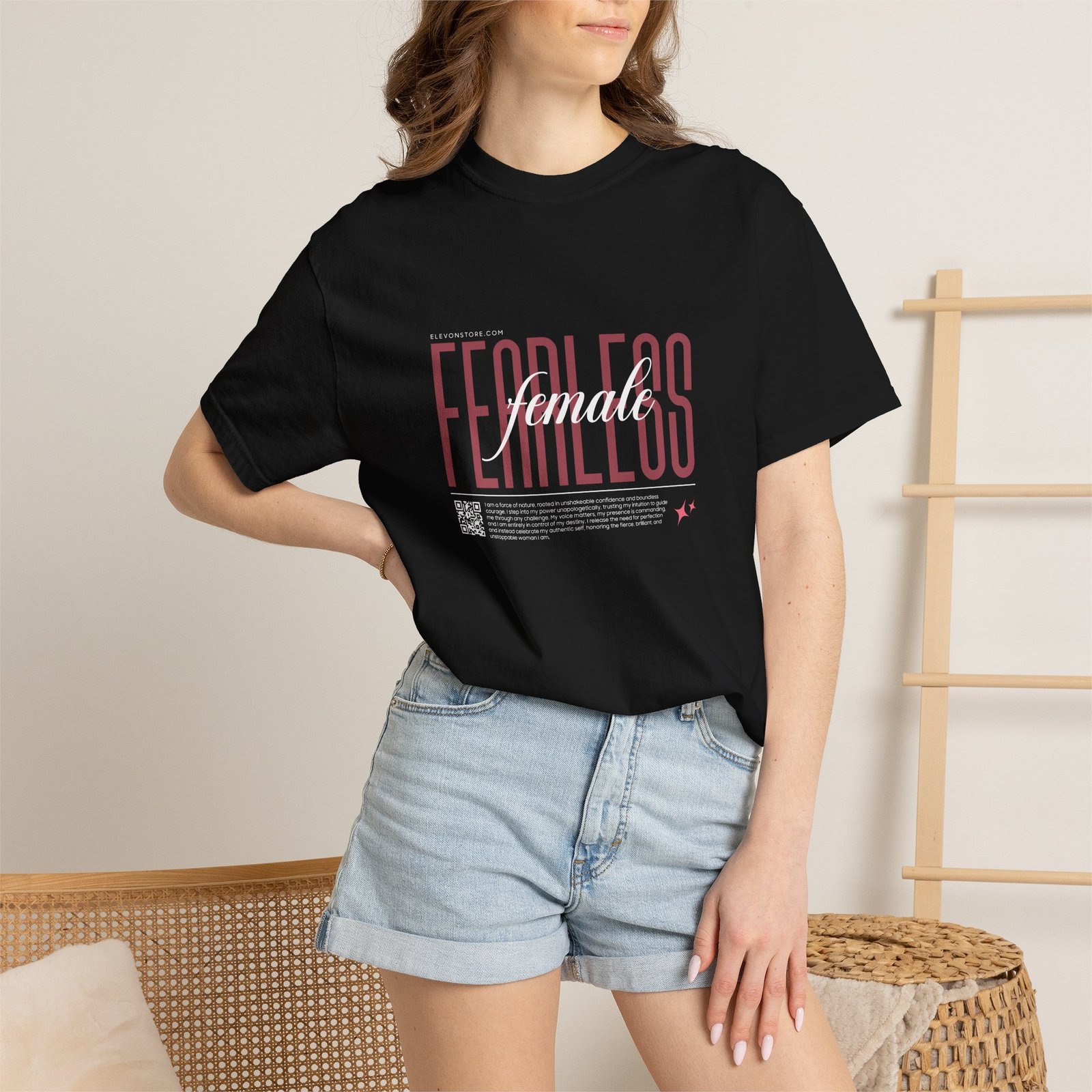 Fearless Female Graphic T-Shirt – Minimal Empowerment Typography Tee for Women | Elevon - Image 4
