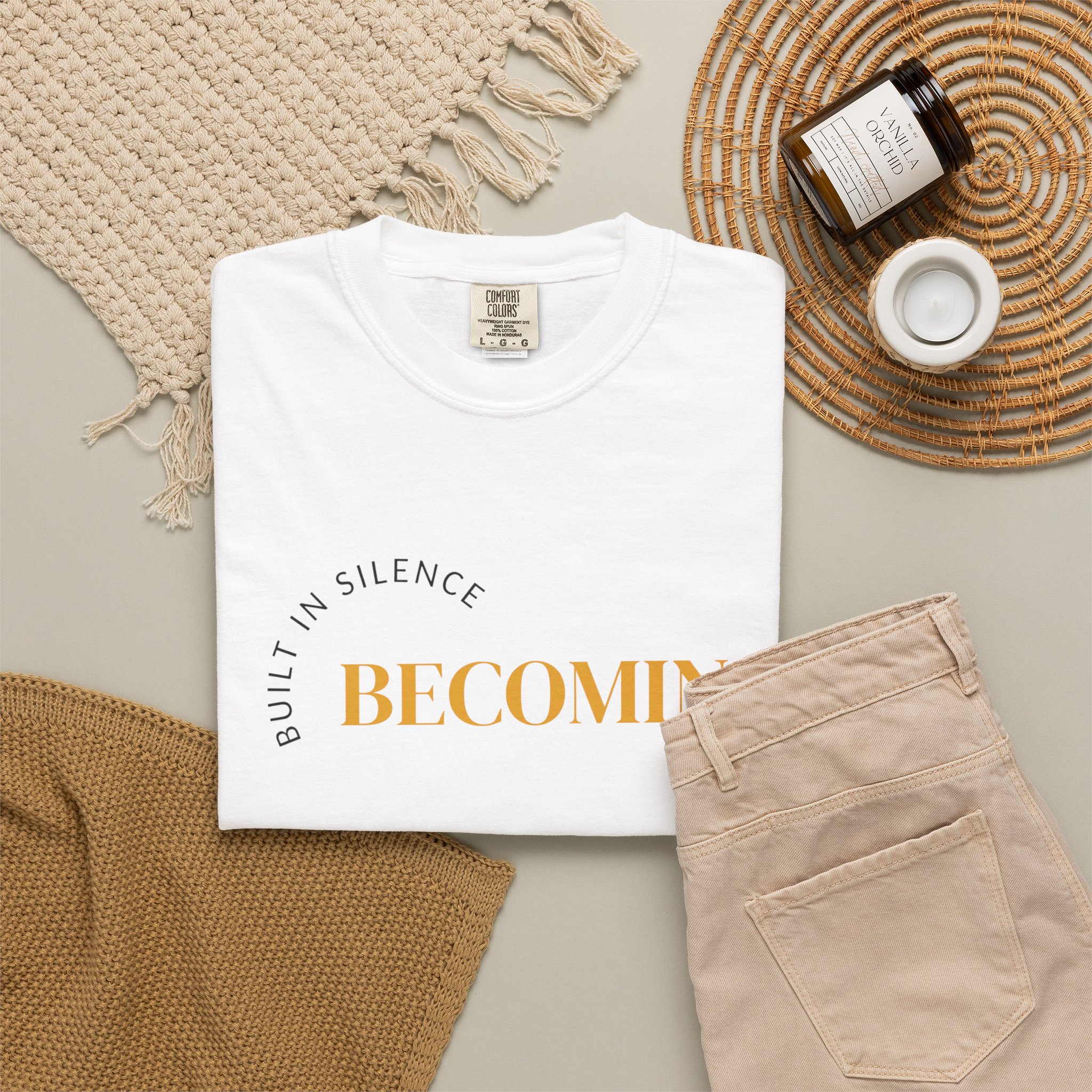 Becoming Graphic T-Shirt — "Built in Silence" Minimalist Inspirational Tee - Image 5